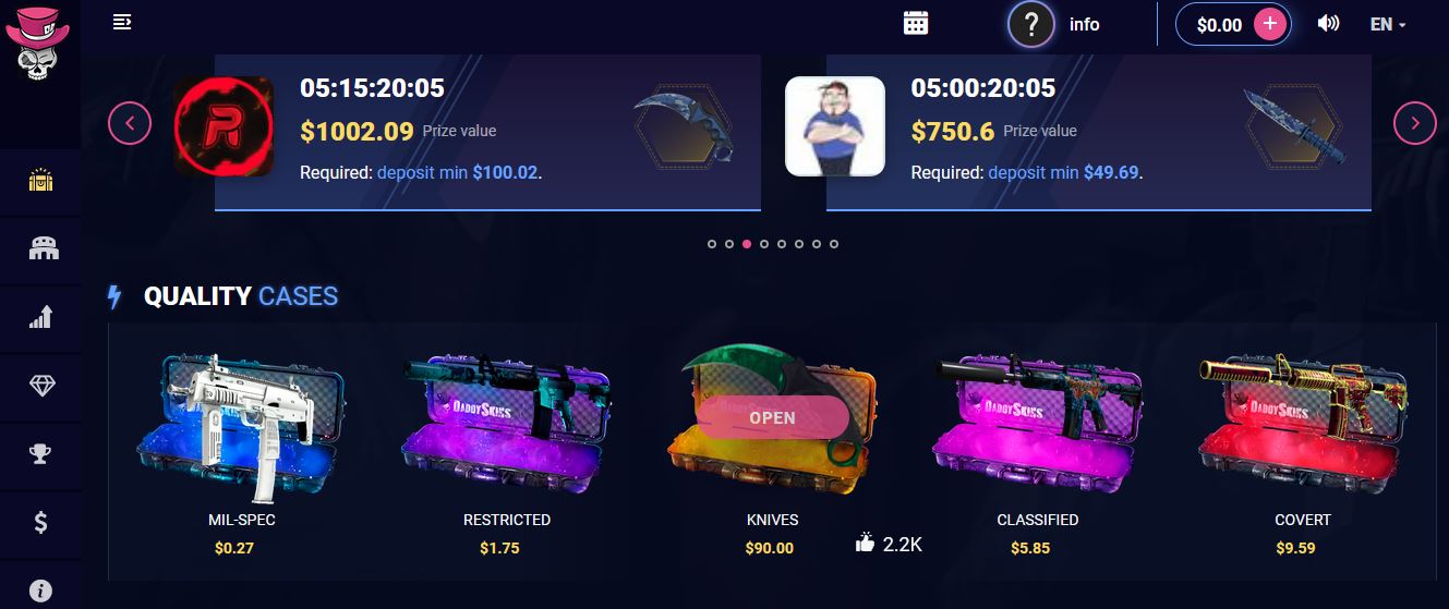 DaddySkins CSGO Gambling Site